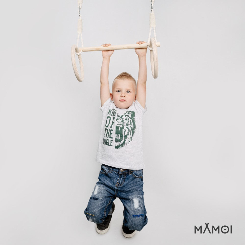 MAMOI® Trapeze bar baby swing, Indoor gymnastic rings, Monkey bars gorilla gym, Gymnastics pull up equipment for kids, Olympic rings and swings for calisthenics