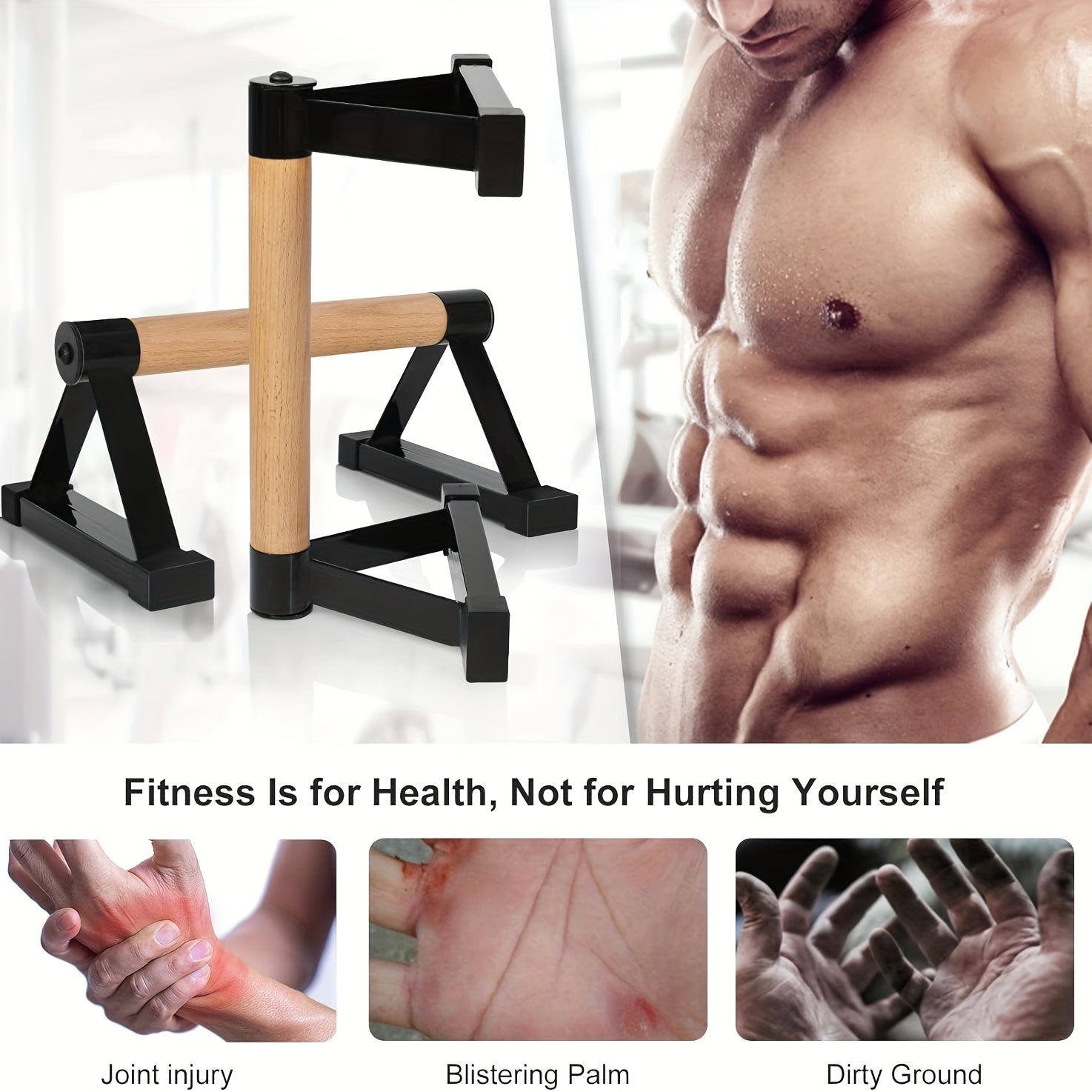NNETM Wooden Push-Up Bars Handstand Calisthenics Bars