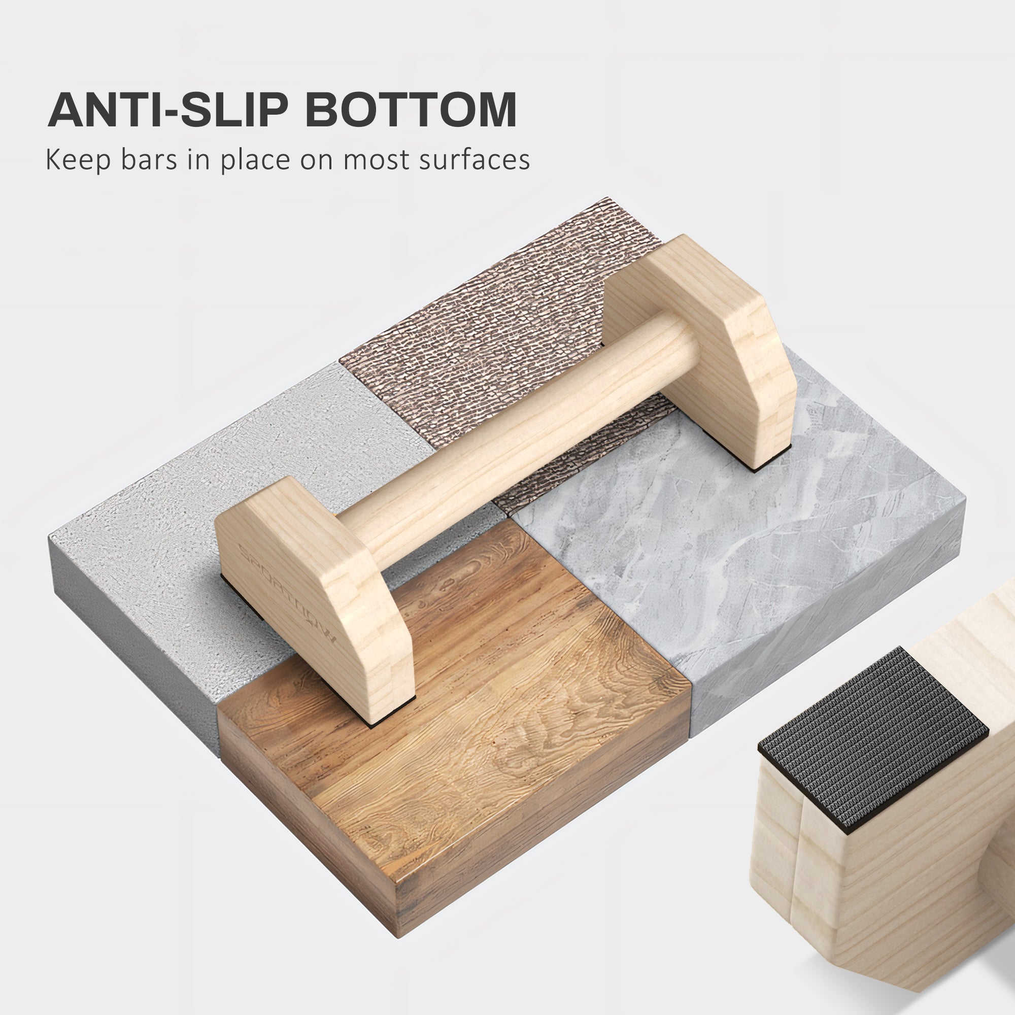 Wooden Parallettes Bars Push up Handles with Non-Slip Base, Calisthenics Equipment for Home Gym Training | SPORTNOW